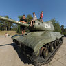 Heavy tank IS-2 in front of the Puppet Theater