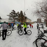Gathering of bicyclists before the Christmas ride at January 1, 2012