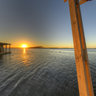 Floating Hotel on Laguna Garzon, sunset