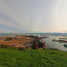 SPAIN GIJON EL MUSEL SEAPORT FROM CAMPA DE TORRES
