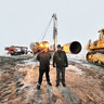 Winter work vehicles on the tundra