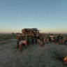 Sunset over Ntwetwe Pan overlooking the Makgadikgadi Game Reserve Botswana