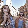 Eating gelati in San Gimignano