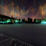 Artificial light pillars in night sky
