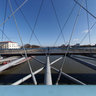 Pedestrian and cyclist bridge across the river Wisla