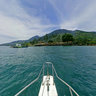 Vista da Vila de Ilha Bela no canal de São Sebastião