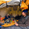 Waiting for better weather on the Jago River