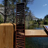 Yosemite bridge over the Merced river showing previous flood levels