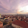 View over Sibiu old town centre from a church tower
