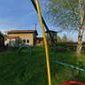 Swing in a garden in the near of railway-crossing Drausendorf Saxony