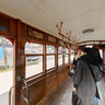 inside of old tram in front of Seoul Museum of History