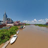 On May 3, 2010 the banks of the Cumberland River have overtaken downtown Nashville, Tennessee