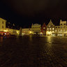 The central town hall square (Raekoja plats) in Tallinn, Estonia by night