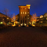Burrells Wharf Square by night