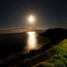 Moon over sea near Agios Nicolaos