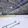 Inside the Eishalle Ilmenau (ice rink), on the ice, Thuringia, Germany
