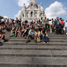 Busy stairs in front of Sacré-Cœur Basilica
