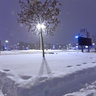 Snowy Roundabout in New Belgrade by Night